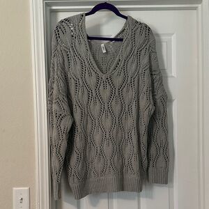 Elegant V-Neck Gray Sweater